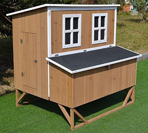 Wooden hen house with four nesting boxes