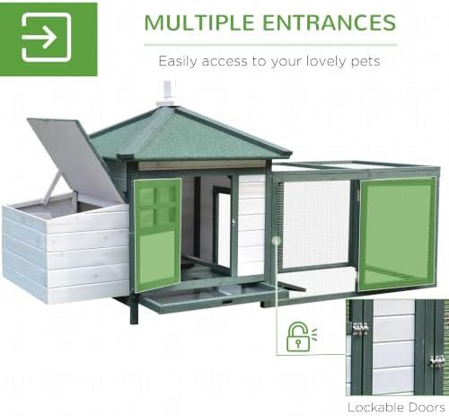 Green wooden hen house with attached run — photo 4