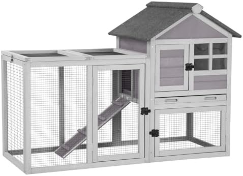 Grey outdoor coop with wire run