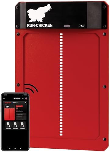 Automatic red aluminum chicken coop door
