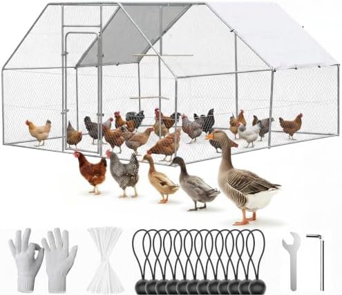 Large walk-in metal chicken pen with cover