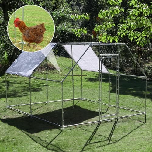 Large walk-in metal chicken pen with cover — photo 4