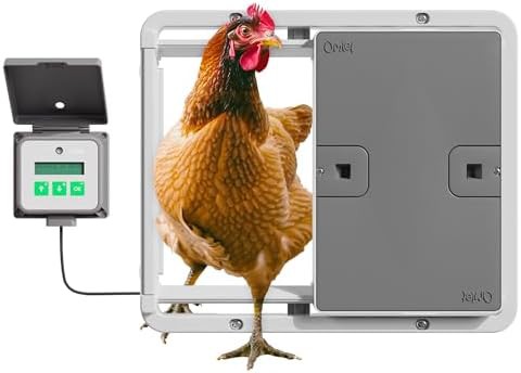 Grey automatic chicken coop door with sensor