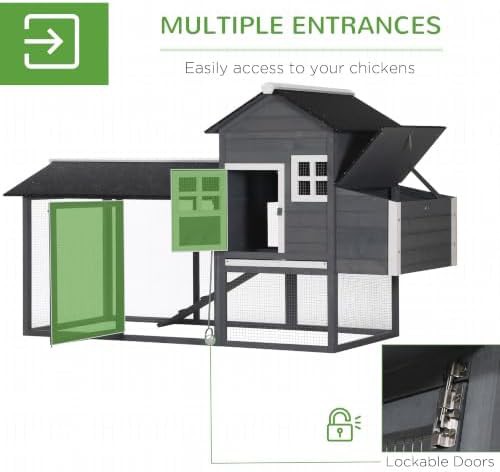 Two story gray wooden coop with run — photo 4