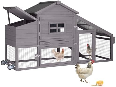Mobile rabbit and chicken hutch with UV roof