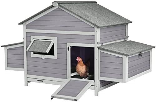 Wooden poultry cage with dual nesting boxes
