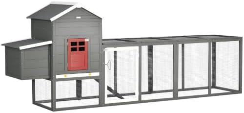 Extra large gray chicken coop with asphalt roof
