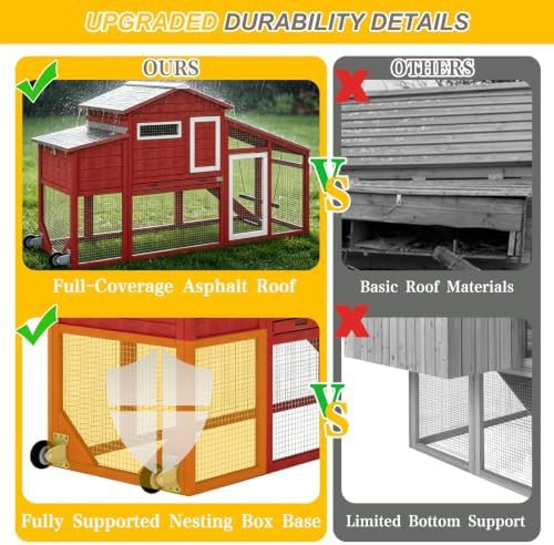 Red wooden chicken coop on wheels — photo 3