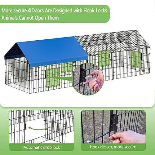 Large metal chicken run with protective cover — photo 3