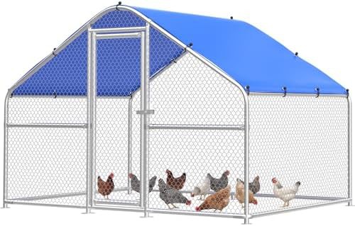Metal poultry pen with wall support
