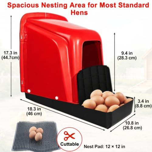 Red plastic nesting boxes with egg rollout — photo 5