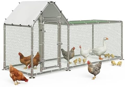 Compact outdoor metal chicken run