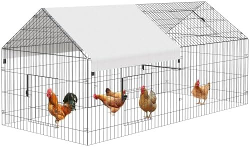 Metal chicken run pen with protective cover