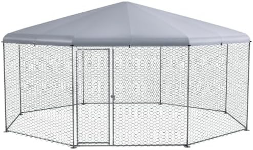 Polygon shaped walk in wire fence cage