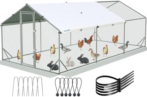 Metal poultry run with side hardware cloth