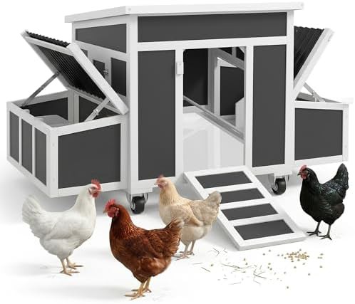 Wooden chicken tractor on wheels