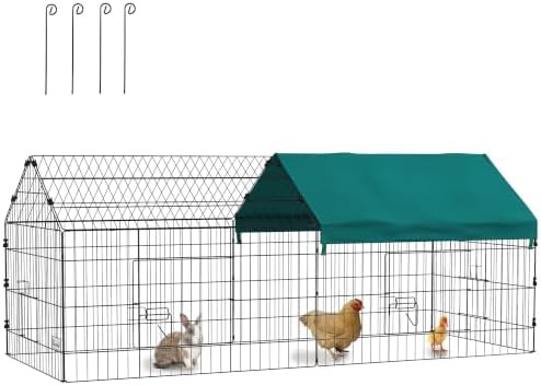 Green metal low profile outdoor poultry run