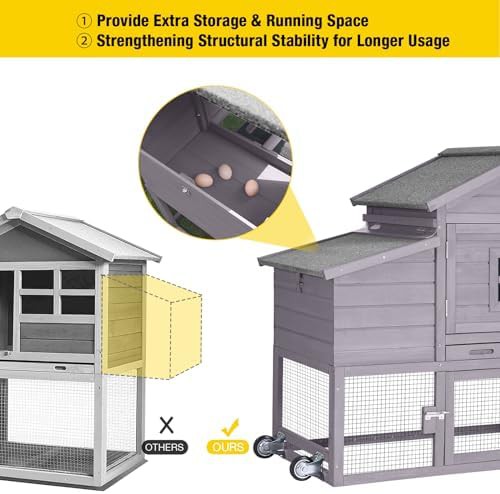 Large mobile hen coop with wheels and nesting box — photo 3