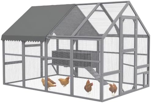 Extra wide gray wooden walk in coop