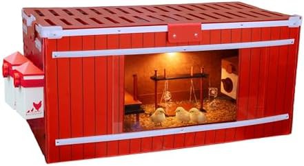 Red barn chick brooder with heater