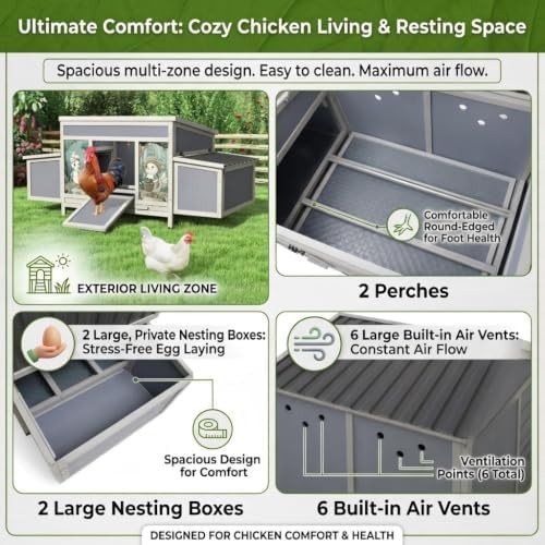 Large wooden poultry hutch with nesting boxes — photo 3