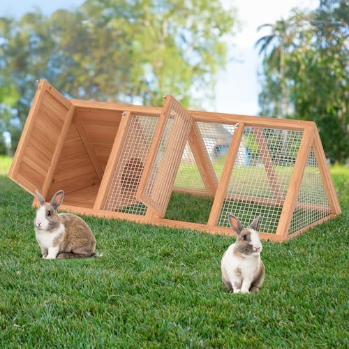 Small A-Frame Wooden Hutch with Run