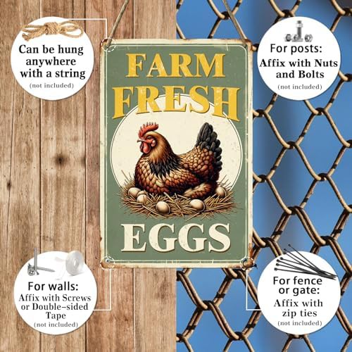 Retro metal farm fresh eggs sign — photo 3