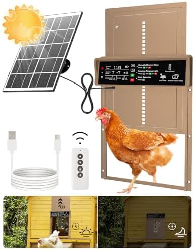 Solar powered automatic brown coop door