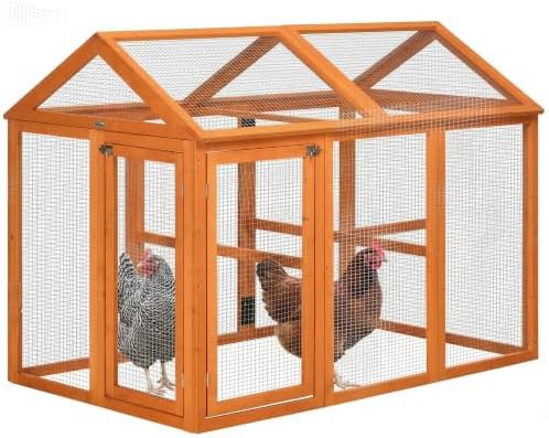 Orange wooden combinable run with perches