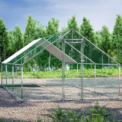 Large outdoor metal poultry house with cover