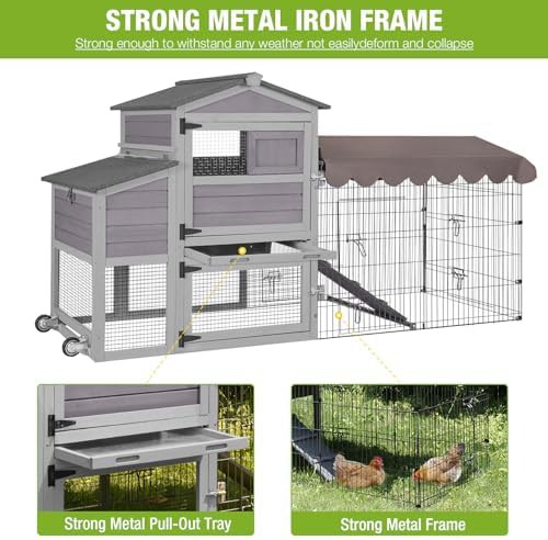 Mobile steel frame chicken house with wheels — photo 4