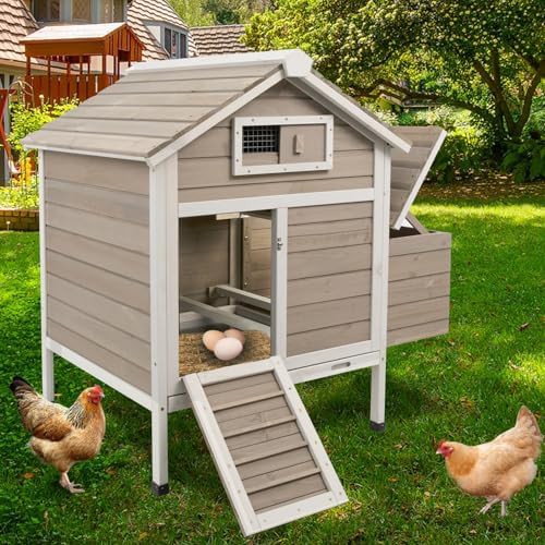 Small wooden poultry house with removable tray