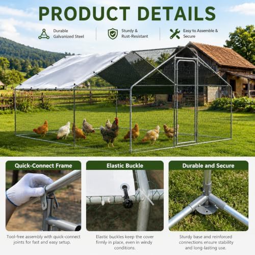 Large metal chicken run with waterproof cover — photo 5