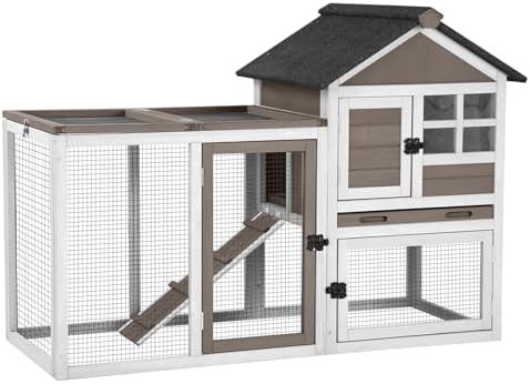 Brown wooden coop with attached run