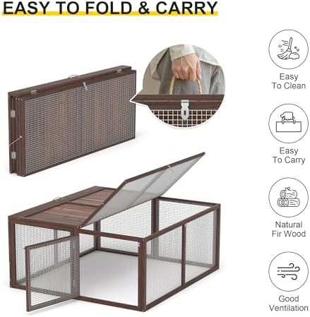 Brown Wooden Rabbit Hutch with Handle — photo 3