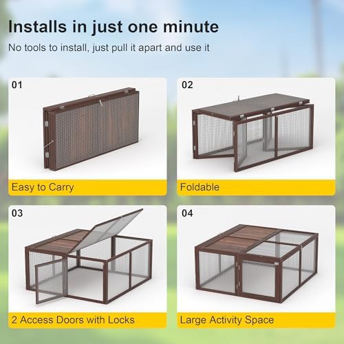 Brown Wooden Rabbit Hutch with Handle — photo 4