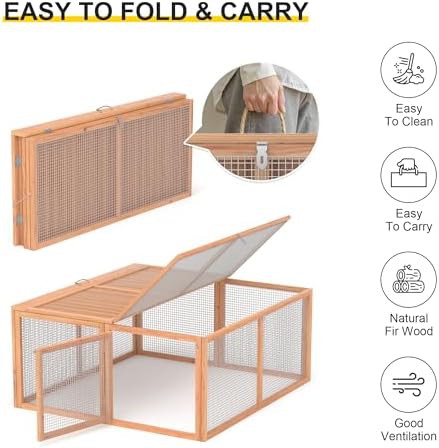 Natural Wood Rabbit Hutch with Integrated Run — photo 3