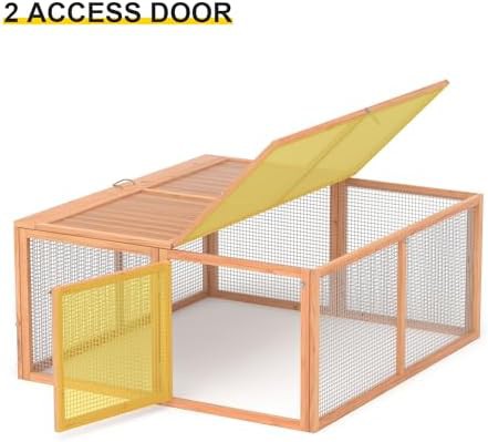 Natural Wood Rabbit Hutch with Integrated Run — photo 5