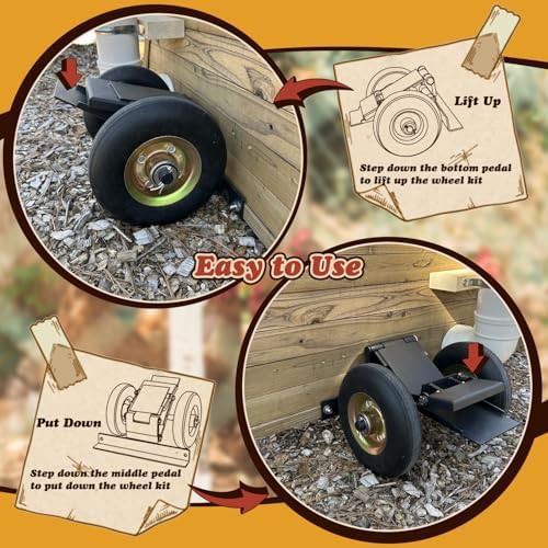 Metal chicken tractor wheels with lift design — photo 3