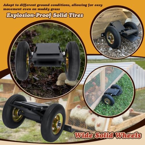 Metal chicken tractor wheels with lift design — photo 4