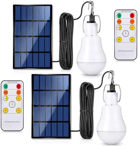 Solar light bulbs with remote control two pack