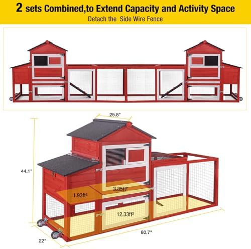 Red expandable mobile chicken house with wheels — photo 4