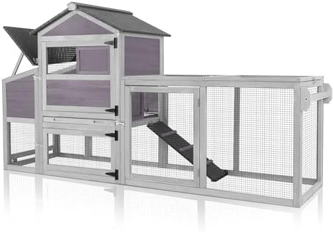 Grey mobile chicken coop with attached run