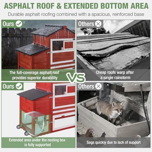 Red mobile chicken coop with asphalt roof — photo 3