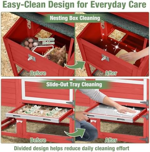 Red mobile chicken coop with asphalt roof — photo 4