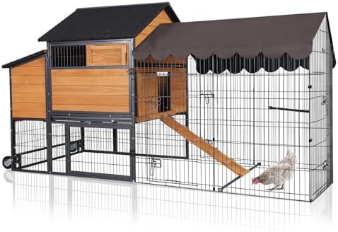 Metal frame mobile chicken coop with run