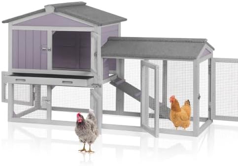Natural wood chicken coop with asphalt roof