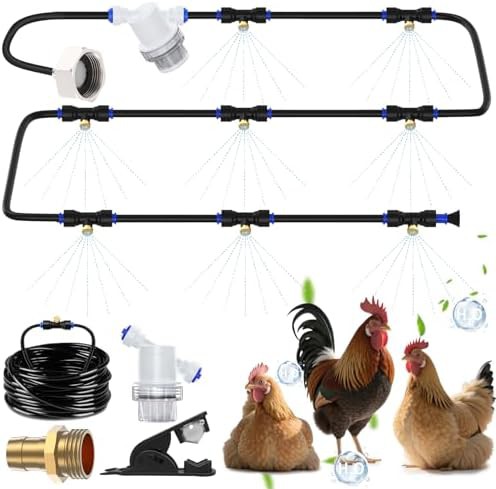 Chicken coop mister with brass nozzles