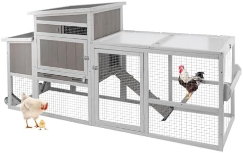 Compact wooden chicken coop with nesting box