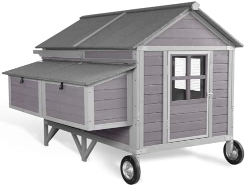 Portable duck and chicken house with oversized wheels